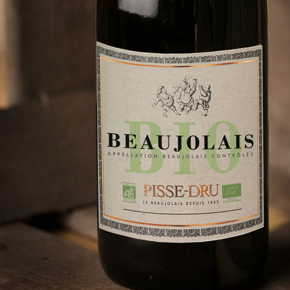 etiquette beaujolais bio pisse-dru